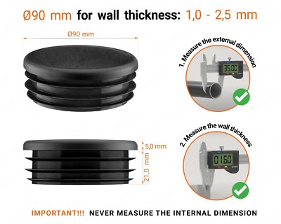 Round Plastic Blanking End Cap Caps Tube Pipe Inserts Plug Bung Steel Leg