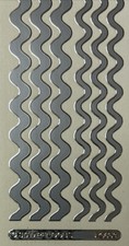 SILVER METALLIC WAVE BORDER Foil Stickers 6pc 2  x9  Stampendous  2 Sizes  Wiggles  