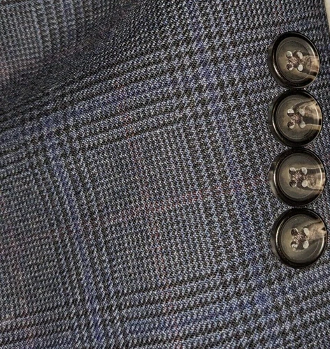 LAUREN RALPH LAUREN Blue Crosshatch Plaid Blazer Sport coat WOOL 46 R 46r #053