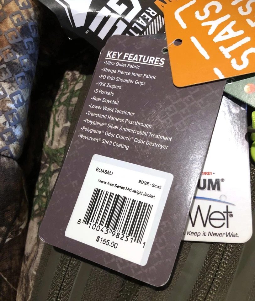 New $165  ELEMENT OUTDOORS Axis Series Midweight Jacket Realtree Edge  Men's S - Image 4 of 4