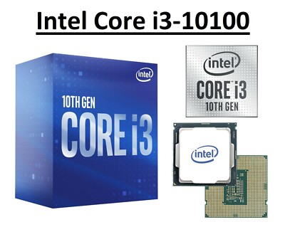 Intel Core i3-10100 SRH3N Quad-Core-Prozessor 3,6 GHz, Sockel LGA1200, 65 W CPU