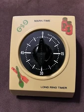 Vintage Avon Mark Time Ringer Timer Wind Up Harvest Gold 70s Colors Graphics
