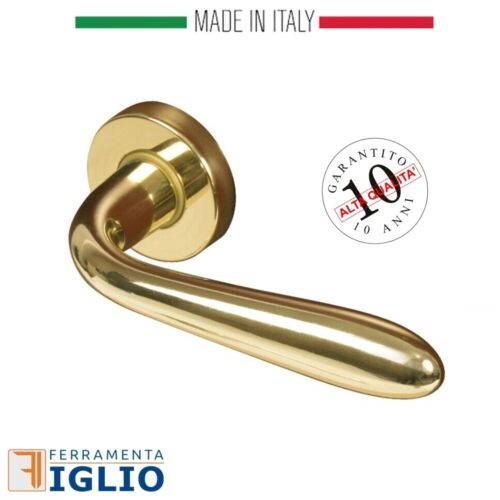 Maniglia Coppia Maniglie per Porte Interne in METALLO Serie Amalfi Cromo Sat Oro - Foto 9 di 9