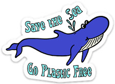 SAVE THE SEA - Save the Sea Go Plastic Free Whale Decal - Hippy Vinyl Sticker