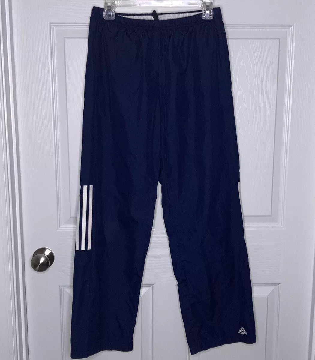 Adidas Track Pants Men s M Lined Navy Blue Track Swishy Athletic Wind Medium