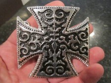 GOTHIC CROSS THEME BELT BUCKLE COVERED IN CRYSTALS HEAVY GW-17