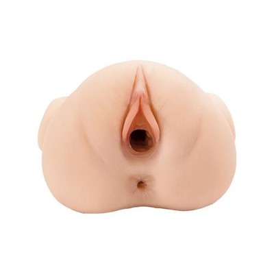 PDX Plus Double Pounder Vibrating Vagina and Ass Squeeze Stroker - Light