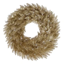 Vickerman 30" Plastic Fir Artificial Christmas Wreath in Champagne Gold