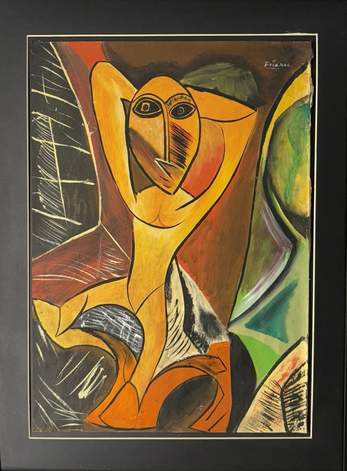 Arte atribuido firmado a mano Pablo Picasso 1881-1973 medios mixtos sobre papel Foto 2 de 4