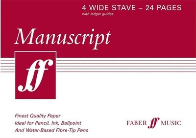 24-page A5 Manuscript Book, 4-stave wide-spaced Music Faber Music