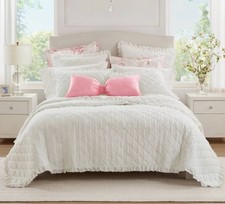Armoire Collection Twin Extra Long Ruffle Quilt White Coquette Girly Bedding Bed