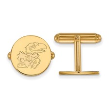 14k Yellow Gold University of Kansas Mascot Cuff Links