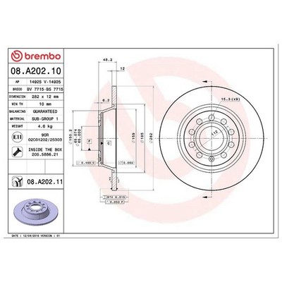 Brembo 2 Bremsscheiben + 1 Satz Beläge hinten 25953541