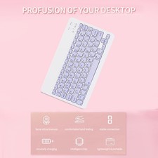10 Inch Wireless Bluetooth Keyboard For Phone Tablet PC Rechargeable Purple