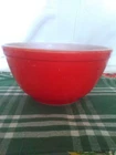 VINTAGE Kitchen PYREX RED Mixing/Nesting Bowl ~7.25" x3.75 Milk Glass Serving