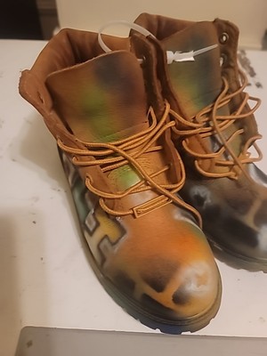 Custom Art Graffiti Timberland OOAK Premium 6'' Waterproof Wheat Boots  US sz 3