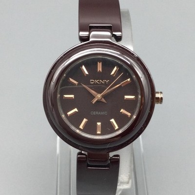 DKNY Womens Watch 27mm Brown Dial Brown Ceramic Bangle NY  display picture 3
