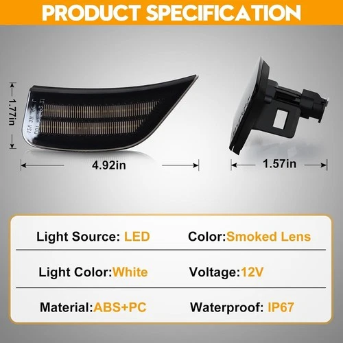 Smoked Lens LED Side Marker Lights for 2021-2024 2PCS image 2