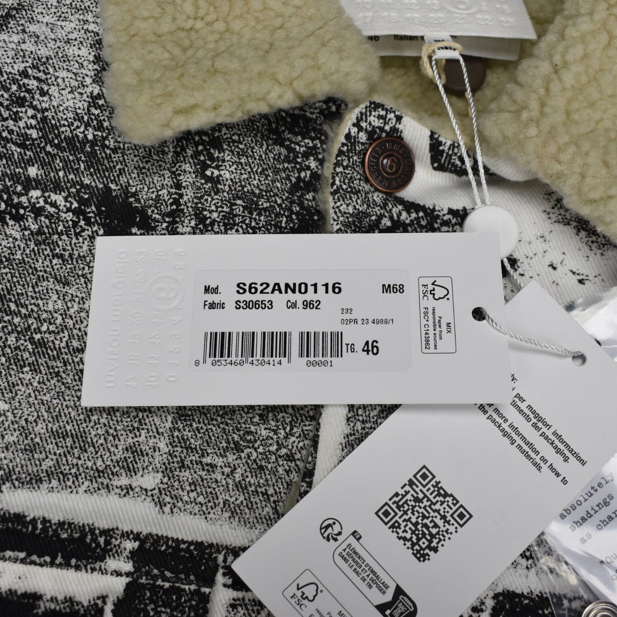 NWT $1200 Maison Margiela MM6 White Painted Denim Trucker Jacket