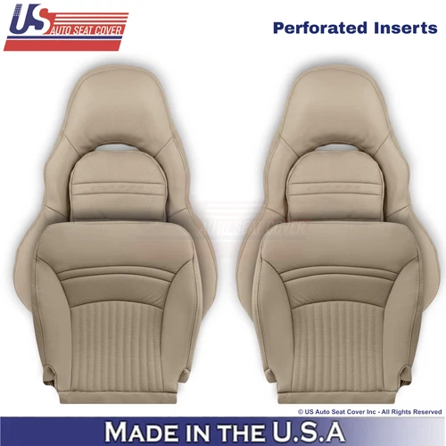 1997-2004 For Chevy Corvette Leather Perf. Front Replacement Seat Covers Lt Oak