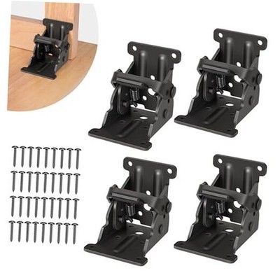 Pack Folding Brackets, Self-Lock Hinge with Screws for Folding Table 4 Black