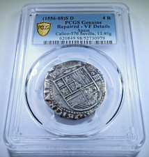 PCGS 1556-1588 Spanish 4 Reales Genuine 1500's Old Colonial Half Dollar Cob Coin