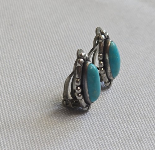 Sterling Silver Clip-On Earrings 4.35g Jewelry Sleeping Beauty Turquoise *READ* - Picture 20 of 24