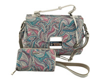 Borsa donna Picard ecopelle stampa paisley tracolla/tracolla e borsetta ottime condizioni