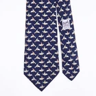 HERMES TIE 5241 SA Dolphin on Dark Blue Silk Necktie
