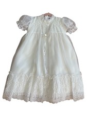 Sears All White Gorgeous 12 Month Baby Girls 4 Piece Dress Set-USA Made Bonnet