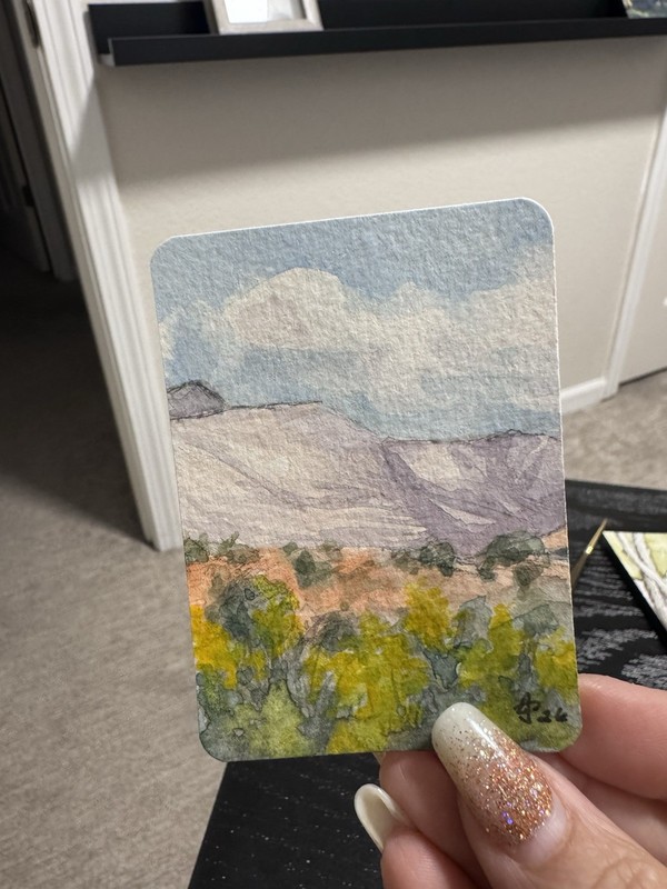 Snow Canyon 10/13 Hand Painted Watercolor On Paper. Jennifer Gubler ACEO