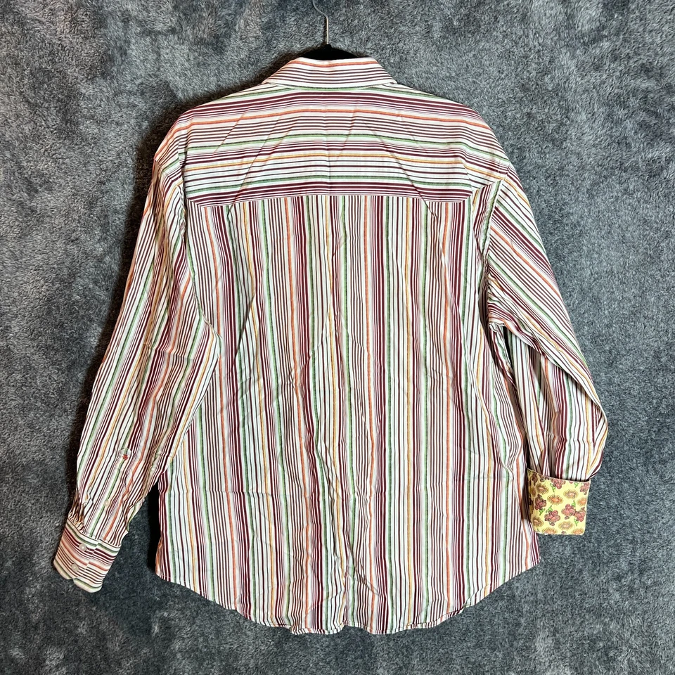 Платье Robert Graham Shrit мужское размер XL в полоску с откидными манжетами разноцветное на пуговицах повседневное - Изображение 2 из 4