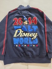 Walt Disney World 2014 Graphic Sweater Full Zip Jacket Fleece Navy Mens XL