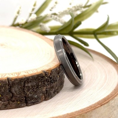 4mm Gray Tungsten Carbide Ring For Christmas Gift High Polished Matt Finish Band