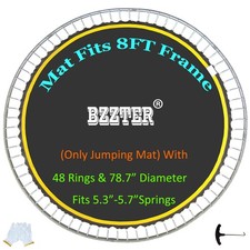 Bzzter Trampoline Mat 8FT  78.7"/6.56ft Diameter Mat with 48 Rings, Fits 8 Foo...