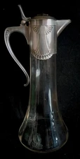 ART NOUVEAU JUGENDSTIL  "WMF" LIQUEOUR JUGS SILVER-PLATE & CUT CLEAR GLASS  1910