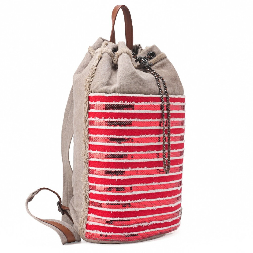 CHANEL Border Coco Charm Sequin Drawstring Backpa… - image 3