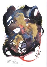 Signed Original Indian Ink Abstract Painting – 5x7 COA – Handmade Mixed Media 