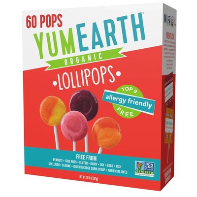 Yumearth Organic Pops Variety Pack, 60 Fruit Flavored Favorites Lollipops, Aller