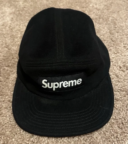 Casquette de camp Supreme en laine noire FW17