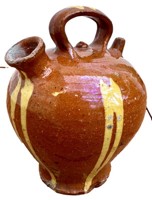 French Antique Terracotta Pottery Ceramic Confit Earthenware Glaze Pitcher