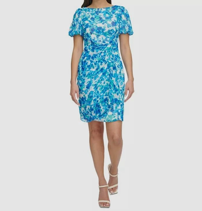 sachin and babi light blue dress High Neck Tie Back Midi Dress