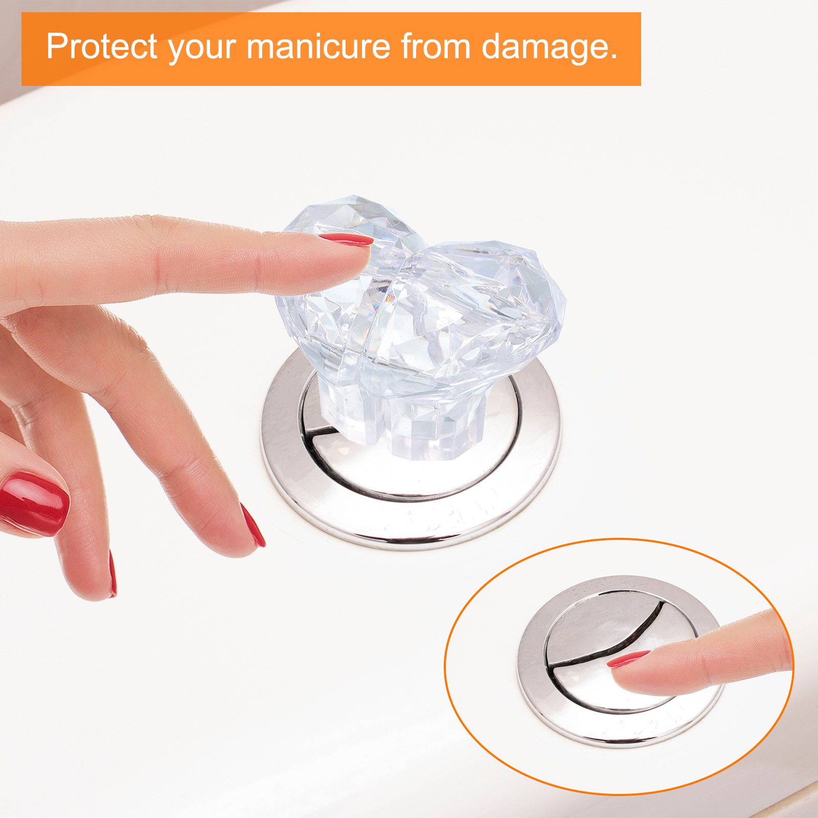 2Pcs Toilet Tank Button Toilet Button Pusher Toilet Replacement Transparent