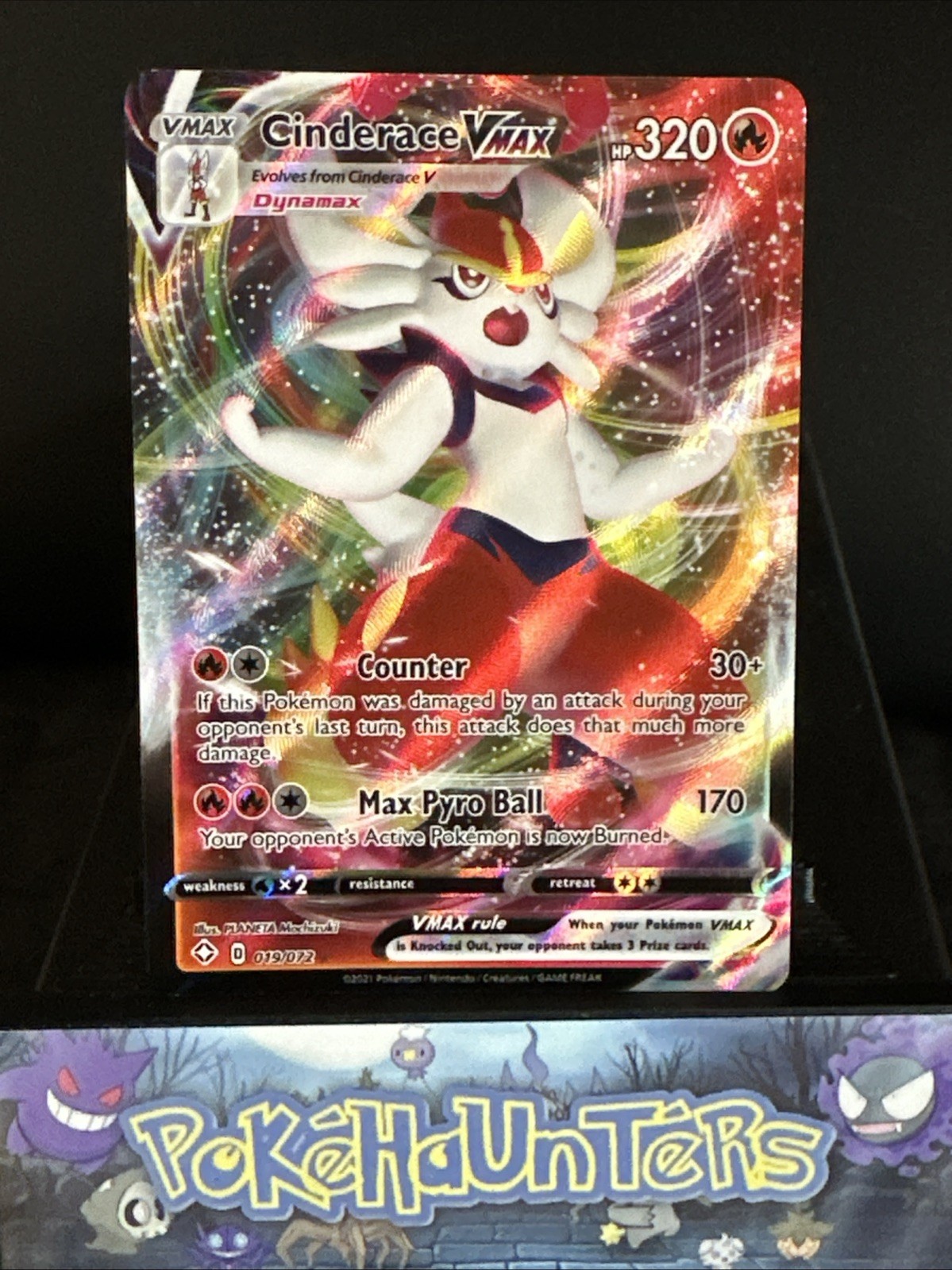 Pokemon Card Cinderace VMAX 019/072 Shining Fates Full Art Holo Rare Near Mint