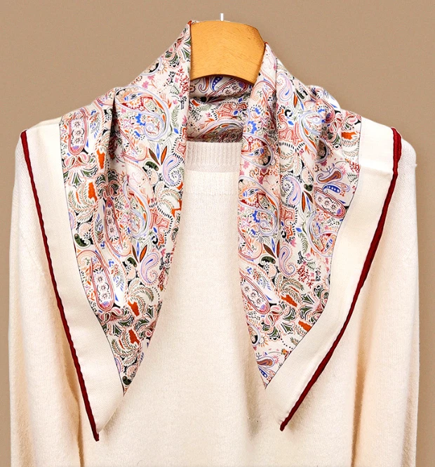 70% Cashmere 30% Silk cashew Print Bandana Shawl Scarf Neckerchief 27'' Wrap new