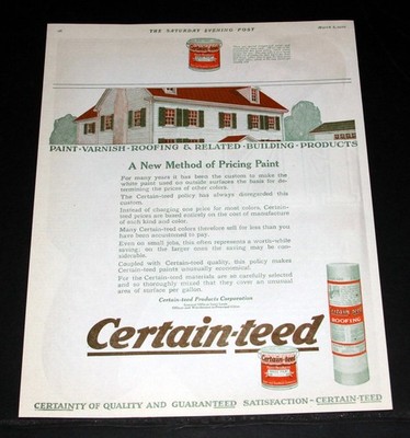 1920 OLD MAGAZINE PRINT AD, CERTAIN-TEED PRODUCTS-A NEW METHOD OF PRICING PAINT!