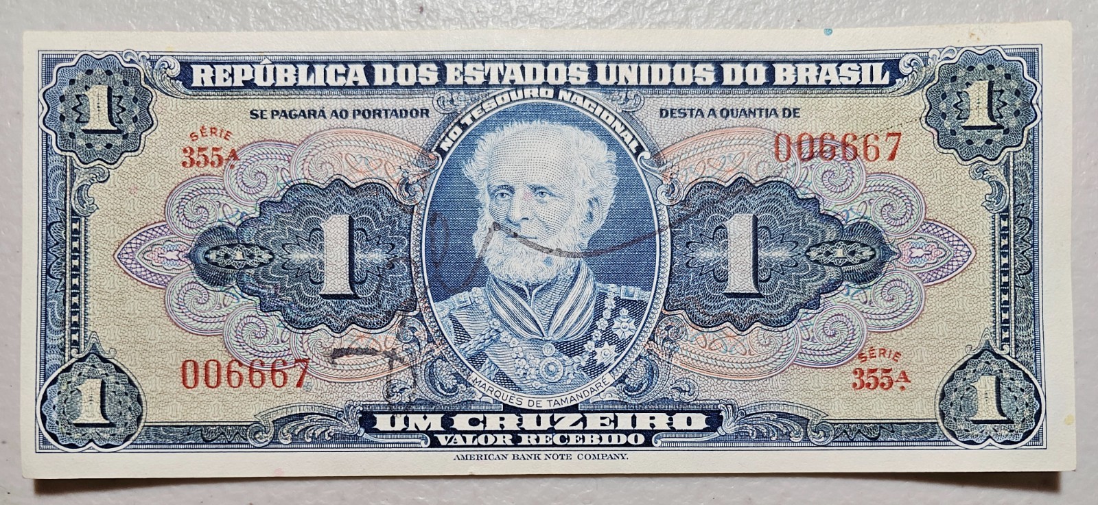 Brazil 1 Cruzeiro Series 355A, 1944