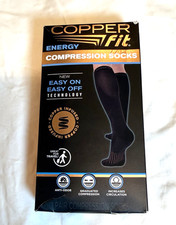 Copper Fit Energy Knee High Compression Socks Unisex Black Two Pairs  New