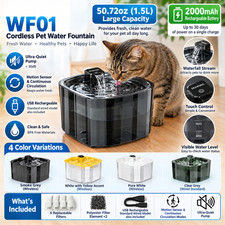 Cordless Cat Water Fountain Battery Operated Motion Sensor Pet Dispenser