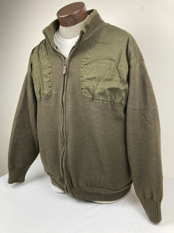 ORVIS 100% ШЕРСТИ ОКОНЧАТЕЛЬНЫЙ НЕПОГОДА СЪЕМКИ СВИТЕР ЗЕЛЕНЫЙ ПОЛНЫЙ МОЛНИИ МУЖСКОЙ XXL - Изображение 4 из 4